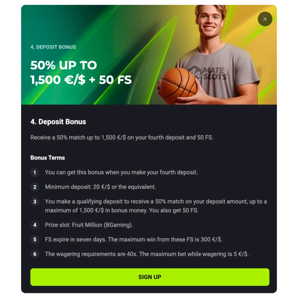 Mateslots free spins